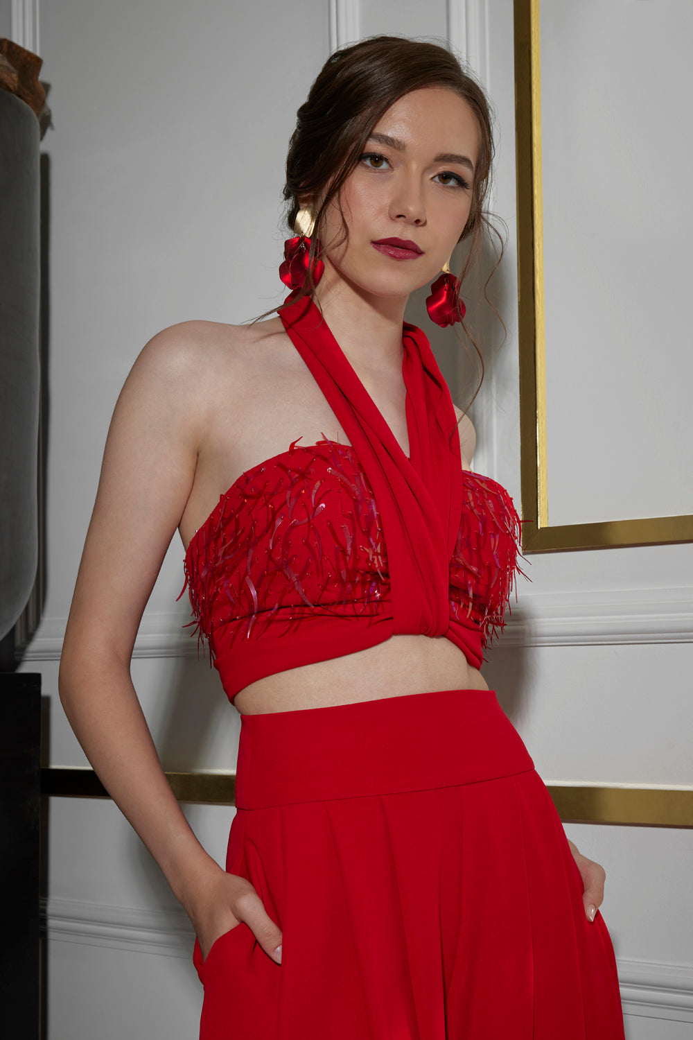 Epione Set Crop Top and High Waisted Pants