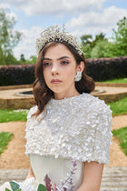 Daneriss Bridal Cape -  White Sequined Short Cape - Made to Order