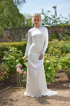 Kassia Wedding Dress - Elegant Silk Gown with Crystal - Made to Order