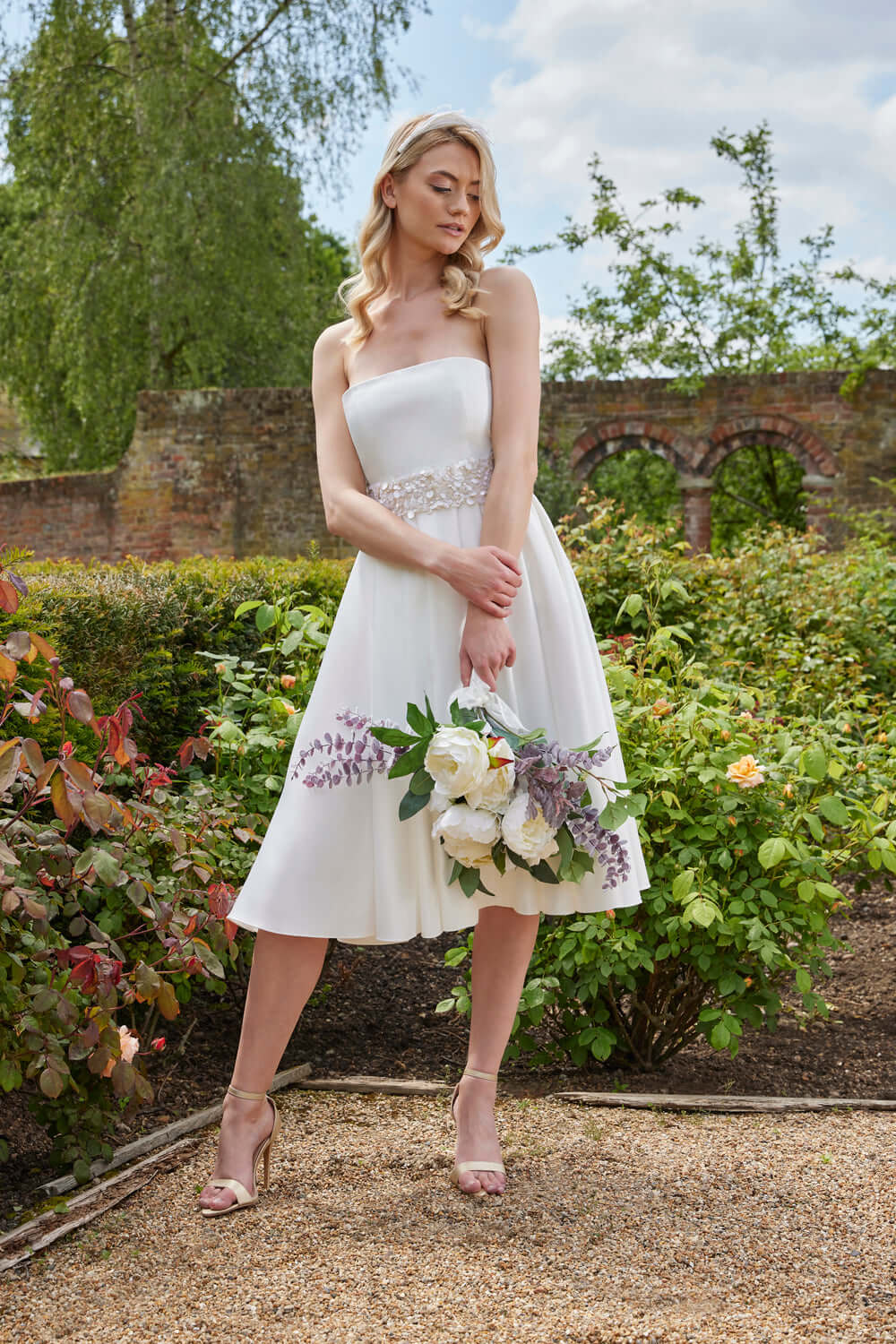 Lysandra Wedding Dress: Mid-Length with Sequined Belt