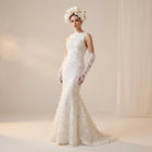 Myriss Wedding Dress: 3D Floral Applique Gown - Made to Order