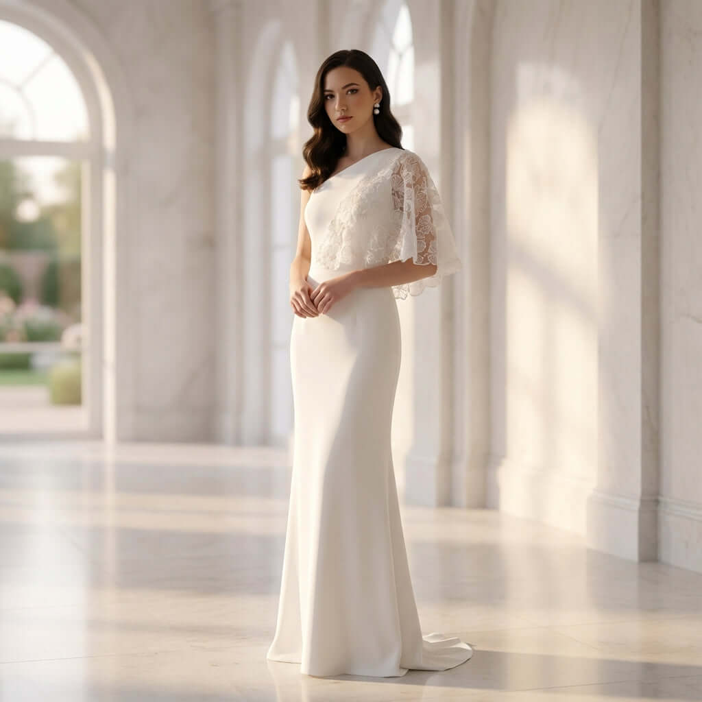 The luxurious flow of the Gilia Wedding Dress Long Length by Eve Couture captures the essence of contemporary bridal fashion. This couture wedding dress is hand made in London, perfect for brides looking for a unique and elegant bridal gown.