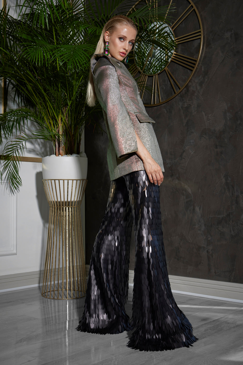 Nova Couture Flare Sequinned Pants 
