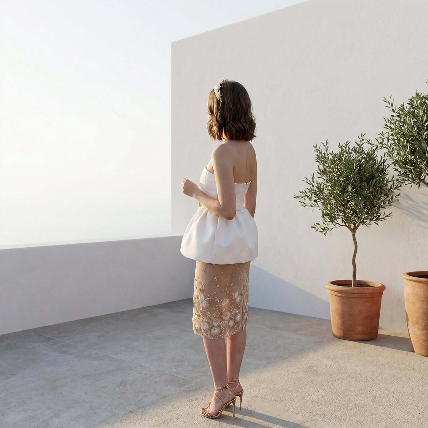 Anabeth Bridal Skirt featuring embroidered flowers, stunning design by Eve Couture London, perfect for modern brides.