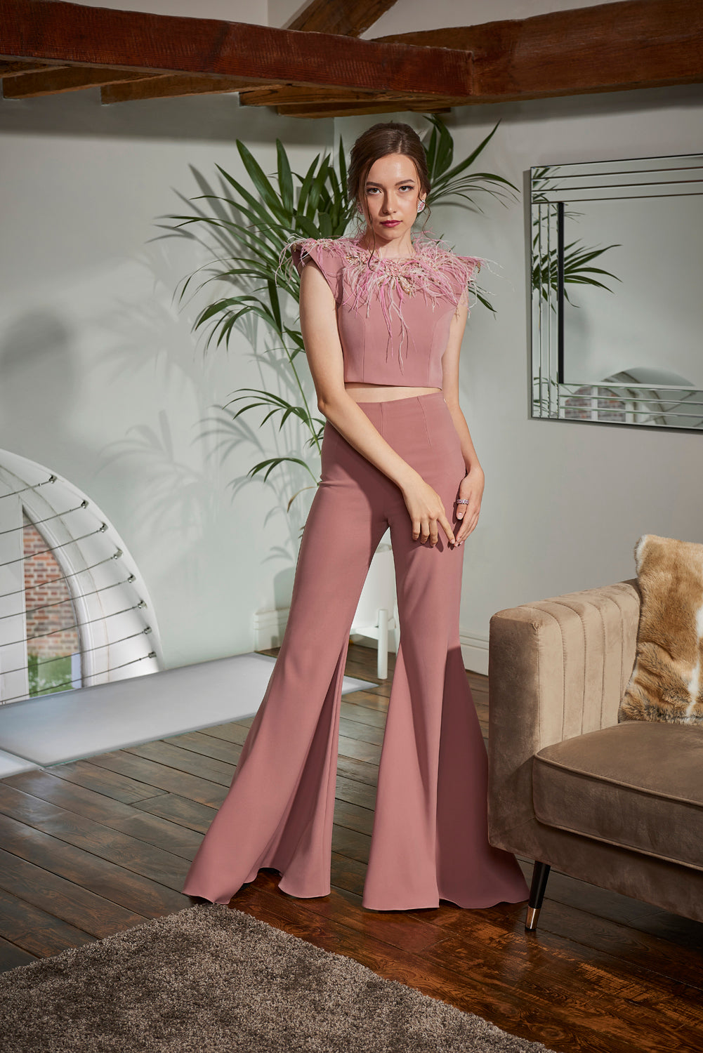 Rosea Luxury Flare Dusty Pink Pants